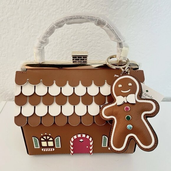 NWT Kate Spade Gingerbread House Novelty Crossbody Bag & Keychain - Picture 1 of 5